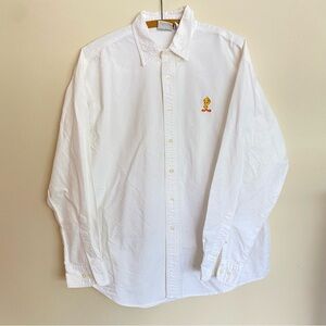 Looney Tunes Classic Button Shirt Large White Tweety Bird Vintage 1994 WB Toon
